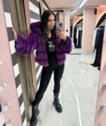 grape purple γουνα με κουκούλα - Image 2