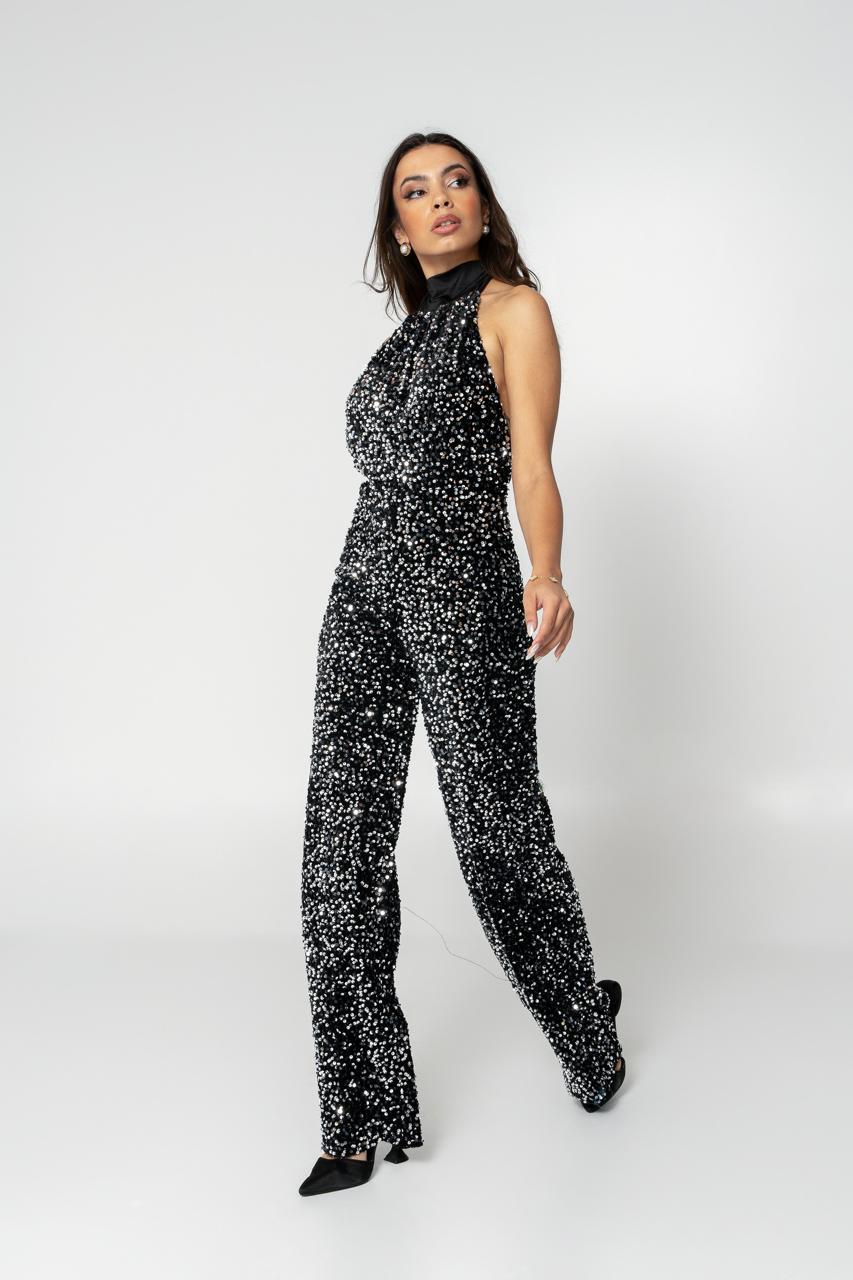 72F9F09B-DFA1-4030-8C00-6B8C5D67C5E7 dark gray glittery jumpsuit - Image 1