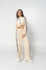beige velvet lines set