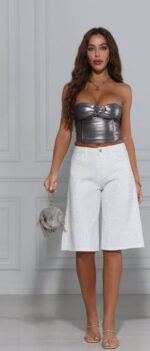 Long shorts stras white jean