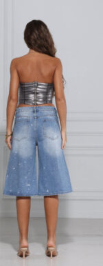 Long shorts stras blue jean - Image 2