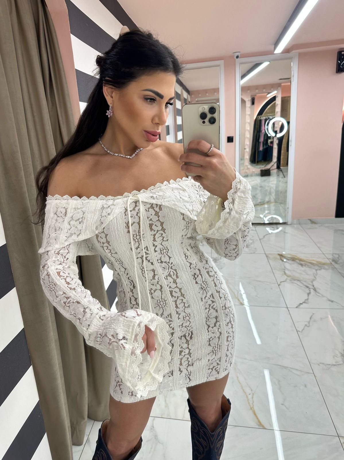 IMG-6533_08dbc061-53df-4e97-b996-0b85295969de Lace white mini dress - Image 1