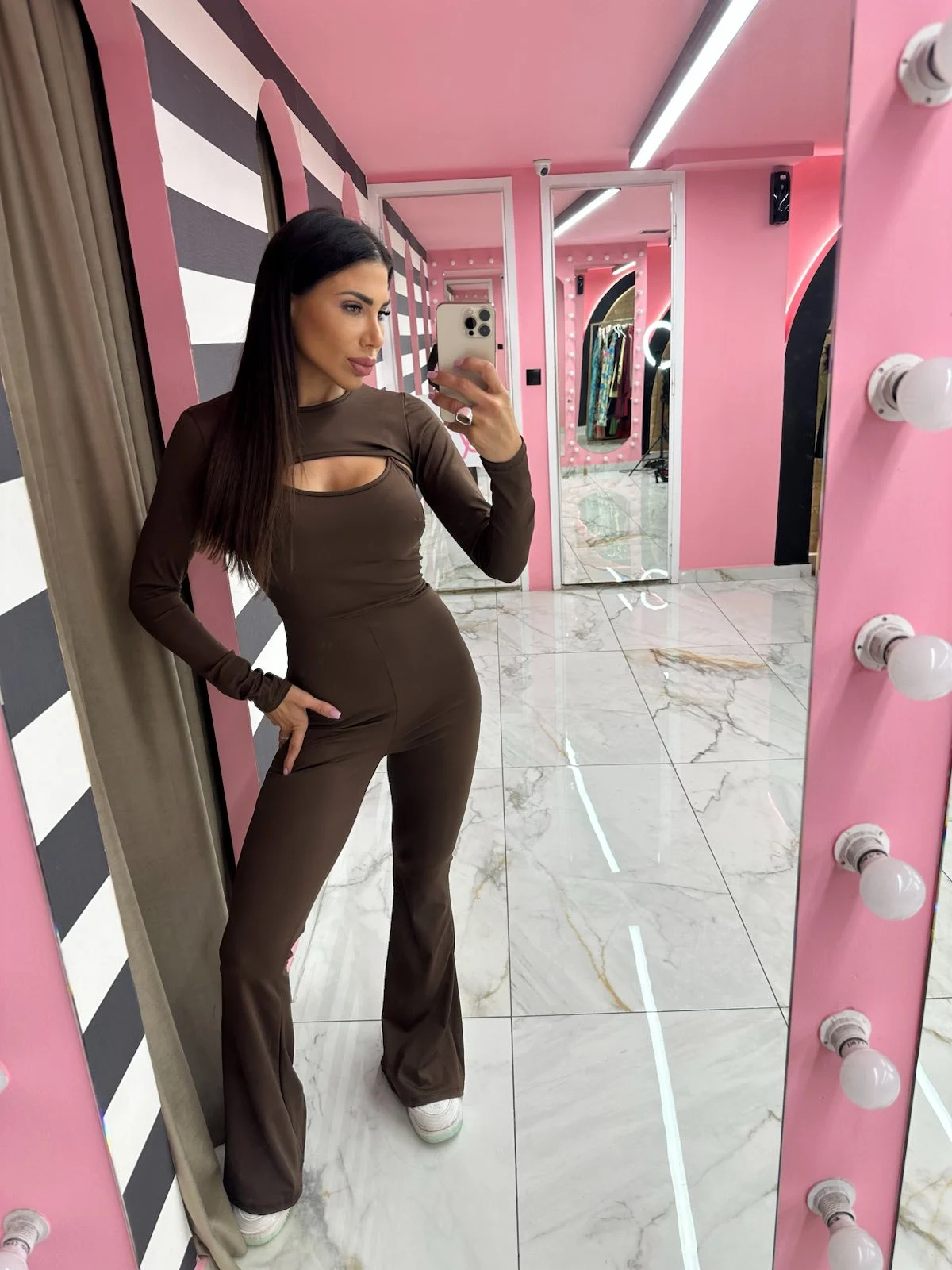 0-02-05-57f2cb52b24f34c1c41e1579245830d1ed789cc47ba1b2068cc71eee4eaaca74_21cddeeb7ea Choco Cut–Out Jumpsuit - Image 1