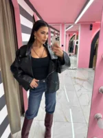 Oversized Leather Jacket Black Leather