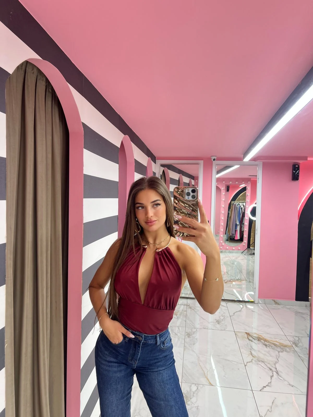 0-02-05-ad12fa45ffe4de8575fa8e73a4ae73ede58e7ae284ba819b5ca3db8ce04f3037_2227337d5b1 Merlot Glam Bodysuit - Image 1