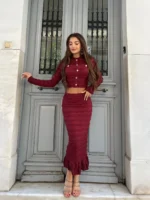 Knitted Elegance Set – Μπορντό