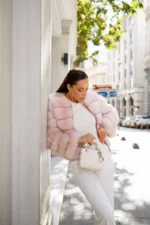 Pink Blossom Fox Fur Jacket - Image 3