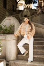 Champagne Glow Fox Fur Jacket