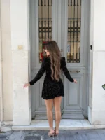 Mini Dress  Crystal Glow  – Μαύρο - Image 2
