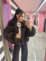 Lux Brown Fur Bomber