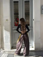 Leopard Track Pants – Κίτρινη Ρίγα - Image 2