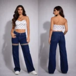 Crystal Cut Denim Pants - Image 3