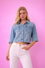 Crop denim jacket - Image 3