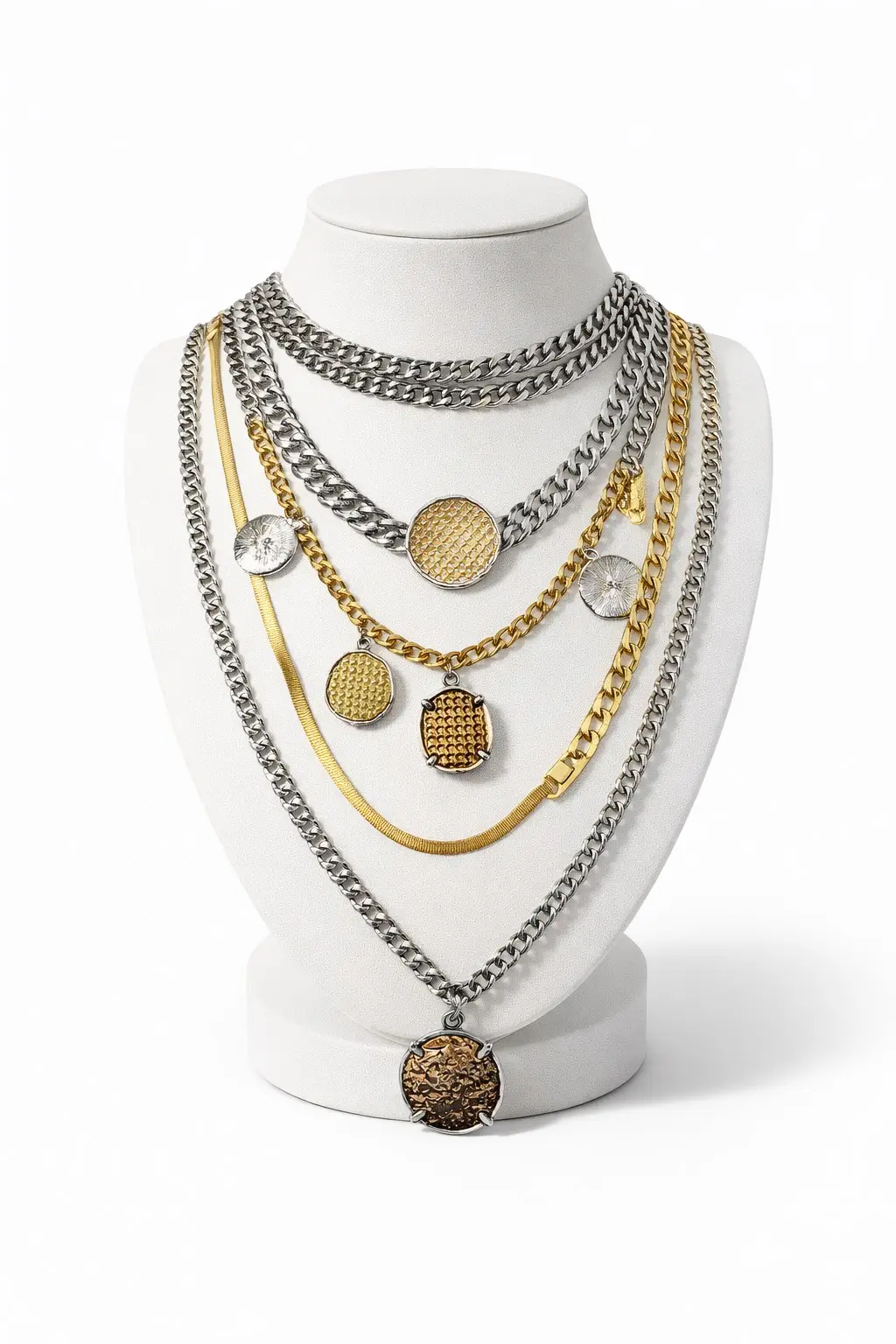 0-02-05-55c7fce4ea562e7e7bfd575c3185062bf123494fa7bc5afa011353ceba209f91_2208cb92fe0 Steel Layered Necklace Set (4 Pieces) - Image 1