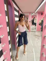 All Over Strass Denim Culotte