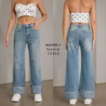 Γυναικείο Τζιν Παντελόνι Wide Leg με Ρεβέρ - Image 3