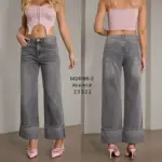 Γυναικείο Τζιν Παντελόνι Wide Leg με Ρεβέρ
