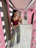 Graffiti Wide Leg Jeans