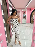 Polka & Floral Satin Maxi Dress - Image 5