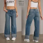 Γυναικείο Τζιν Παντελόνι Wide Leg με Ρεβέρ - Image 2