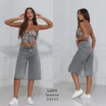 Denim Βερμούδα Strass Wide Leg - Image 4