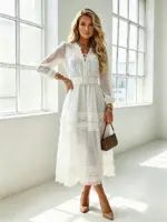 Lace Belted Midi Dress