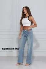Wide Leg Τζιν Παντελόνι με Τρουκς