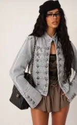 Denim Military Jacket - Image 2