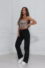 Wide Leg Τζιν Παντελόνι με Τρουκς - Image 2