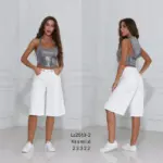 Denim Βερμούδα Strass Wide Leg - Image 3