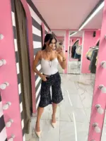 All Over Strass Denim Culotte - Image 5