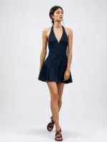 Denim Halter Mini Dress