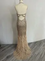 Exclusive Champagne Feather Gown - Image 2