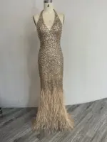 Exclusive Champagne Feather Gown - Image 3