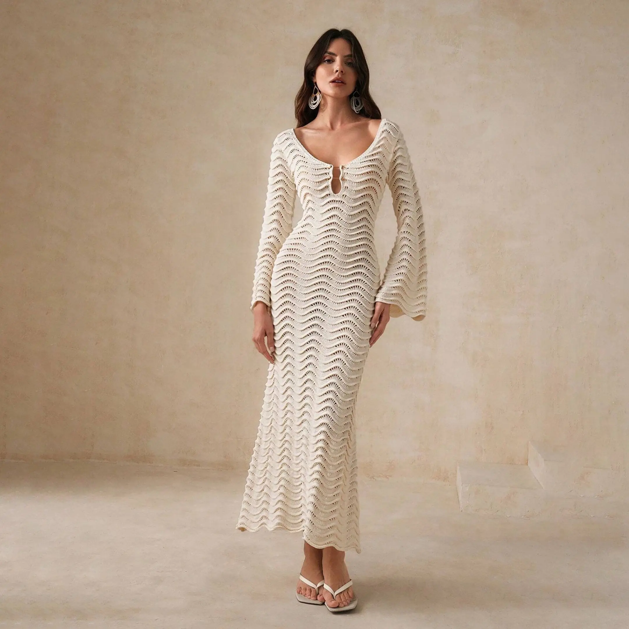 img_6a47f8e7840091.20190144 Ivory Waves Maxi Dress - Image 1