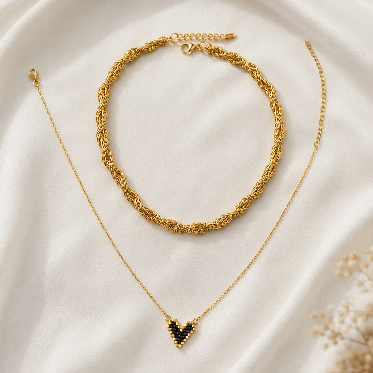 img_6a4b7edc2905b6.97061803 Noir Heart Duo Necklace Set - Image 1