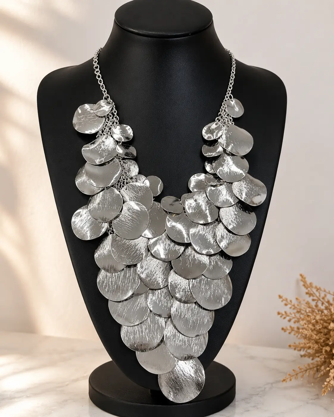 img_6a4b809d57d4d1.39263071 Silver Cascade Statement Necklace - Image 1