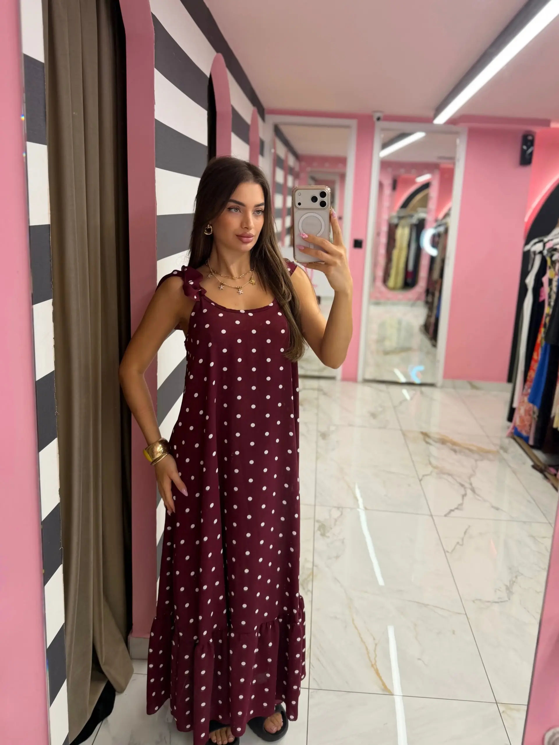 img_6a5cb92d6564e1.70772280 Olive Dots Maxi Dress - Image 1