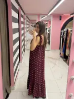Olive Dots Maxi Dress - Image 2