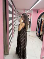 Olive Dots Maxi Dress - Image 4