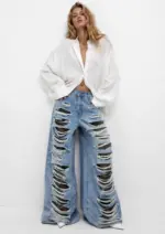 Rebel Ripped Camo Wide Leg Jeans - Image 2