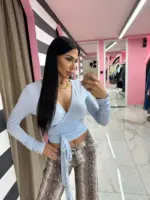 Soft Pink Wrap Top - Image 3