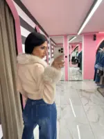 Fluffy Trim Ribbed Cardigan - Image 2