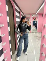 Baroque Print Wide Leg Jean