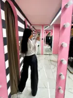 Lace-Up Leather Wide Pants - Image 2