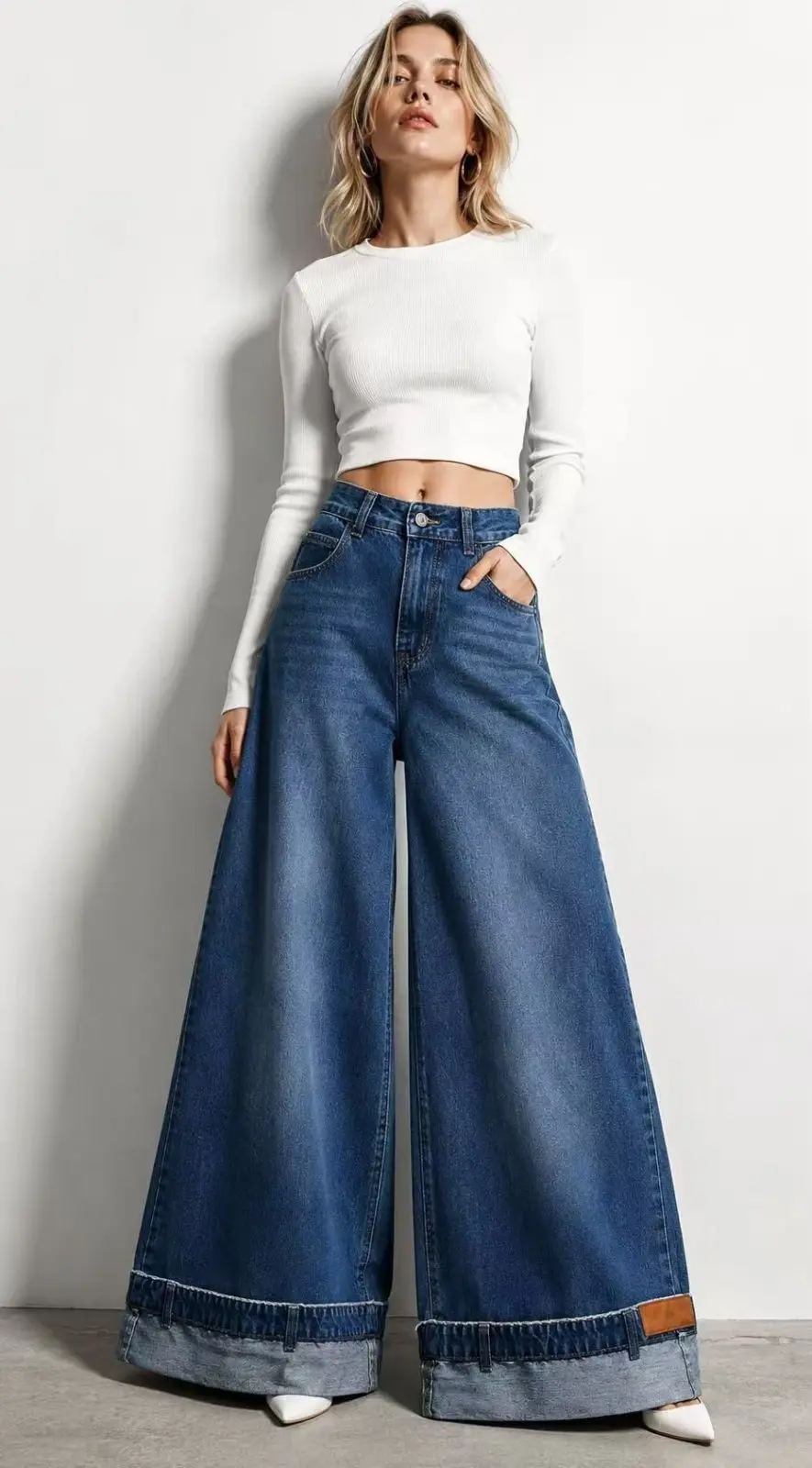 img_6a9544fda87543.88639784 Denim Statement Palazzo - Image 1