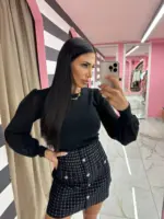 Sheer Sleeve Knit Top