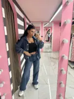 Side Stripe Wide Leg Jeans - Image 2