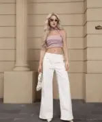 Cross Waist Wide Leg Jeans - Image 3