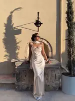 Satin Scarf Maxi Dress
